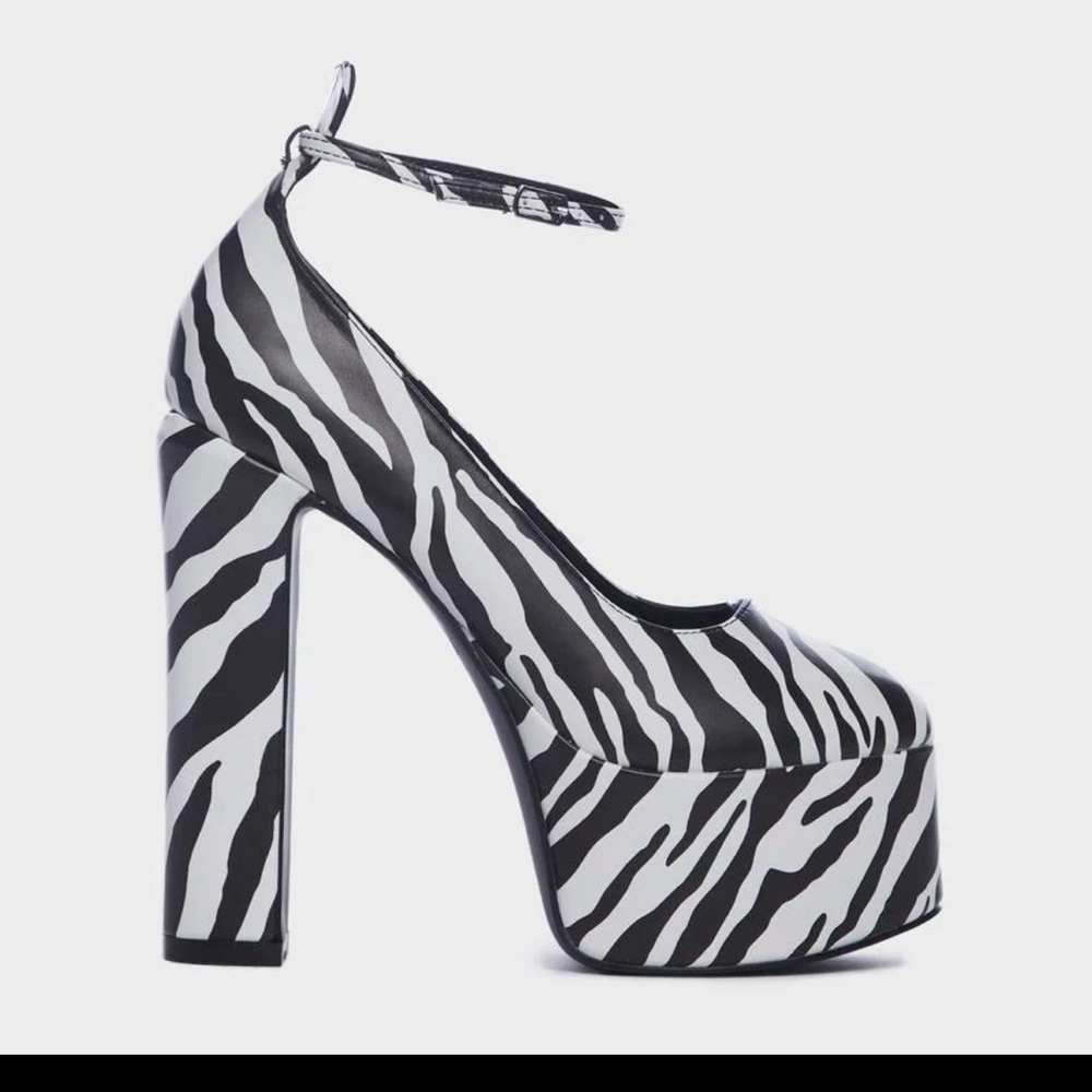 Zebra Print Block Heels - image 1